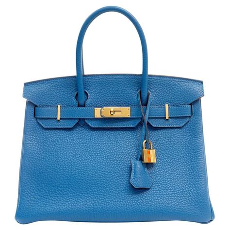 Hermès Azure Blue Togo 30 cm Birkin with Gold Hardware 